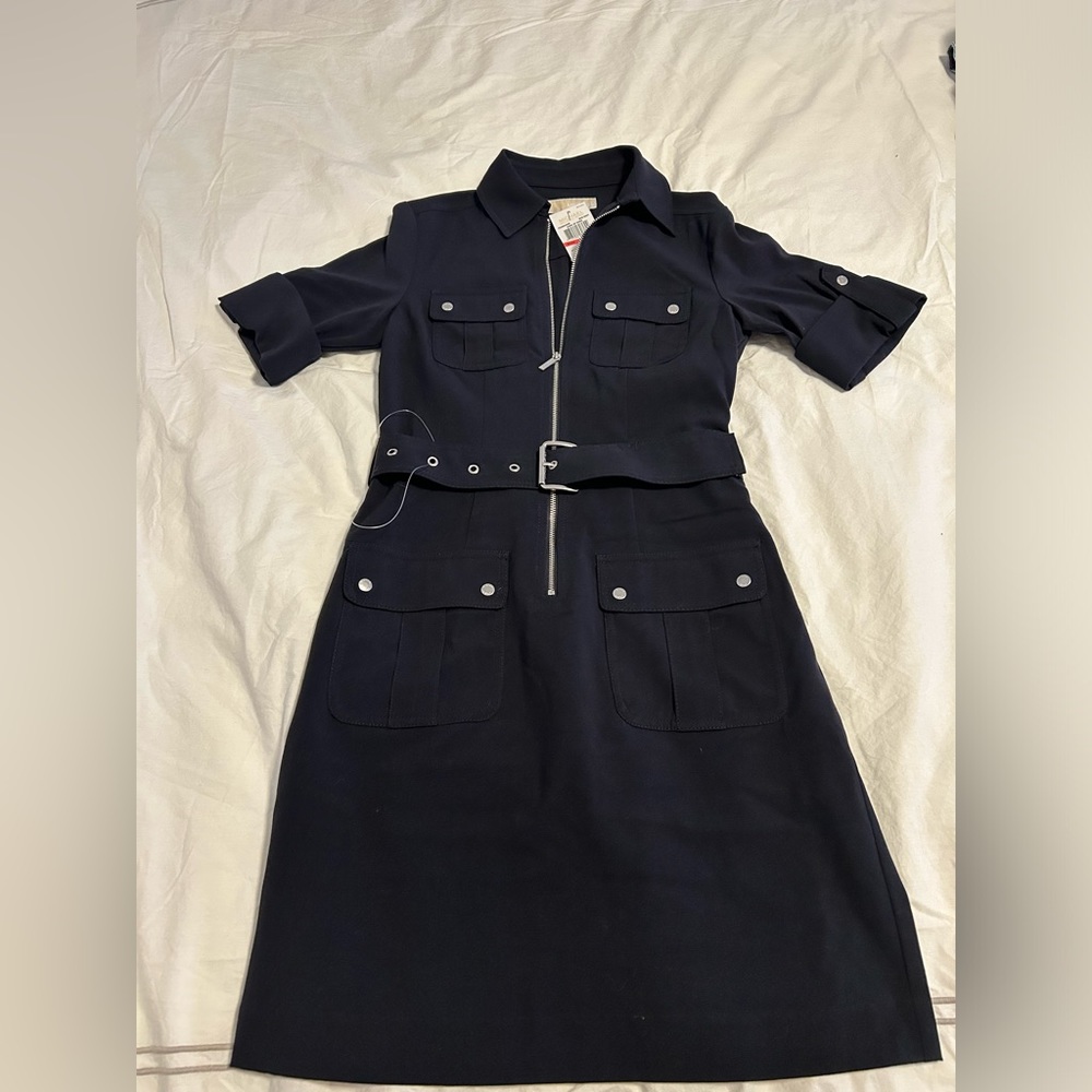 New with tags Michael Michael Kors navy zip up dress